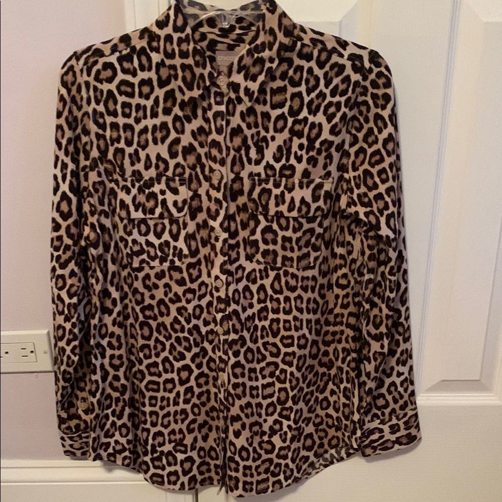 Chico's Leopard Print Blouse - Brown and Black